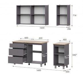 Кухонный гарнитур ДЕНВЕР (1600) Графит серый/Дуб Сонома в Сысерти - sysert.mebel24.online | фото 2