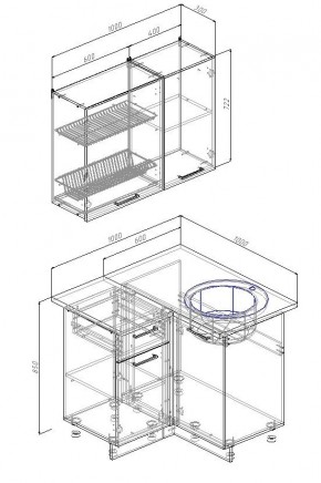 Кухонный гарнитур угловой Лада 1000х1000 (Стол. 26мм) в Сысерти - sysert.mebel24.online | фото 2