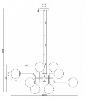 Люстра на штанге Maytoni Erich MOD221-PL-12-G в Сысерти - sysert.mebel24.online | фото 3