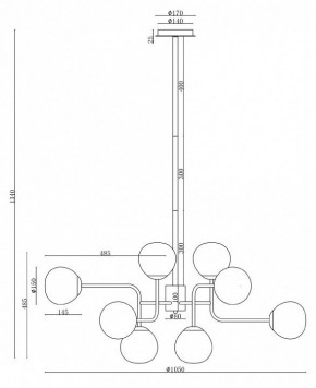 Люстра на штанге Maytoni Erich MOD221-PL-12-N в Сысерти - sysert.mebel24.online | фото 3