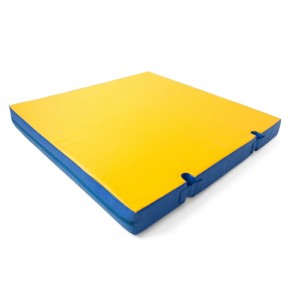 Мат гимнастический 1х1х0,1м с вырезом под стойки цв. синий-желтый в Сысерти - sysert.mebel24.online | фото