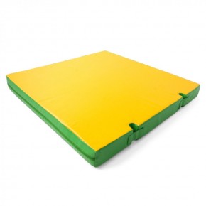 Мат гимнастический 1х1х0,1м с вырезом под стойки цв. зеленый-желтый в Сысерти - sysert.mebel24.online | фото