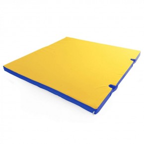 Мат гимнастический 1х1х0,08м с вырезом под стойки цв. синий-желтый в Сысерти - sysert.mebel24.online | фото