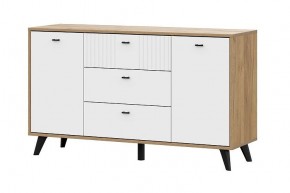 МИЛАН Комод 3 ящика двухстворчатый (Белый Матовый) в Сысерти - sysert.mebel24.online | фото