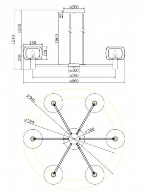 Подвесная люстра Maytoni Vision MOD411PL-06G в Сысерти - sysert.mebel24.online | фото 6