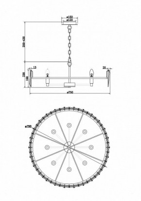 Подвесной светильник Maytoni Puntes MOD043PL-08CH в Сысерти - sysert.mebel24.online | фото 4