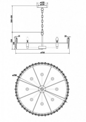 Подвесной светильник Maytoni Puntes MOD043PL-08G в Сысерти - sysert.mebel24.online | фото 4