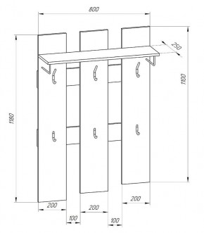 Прихожая-вешалка большая 800 в Сысерти - sysert.mebel24.online | фото 2