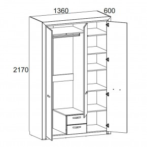 Шкаф 3D2S Z, OLIVIA, цвет вудлайн крем/дуб анкона в Сысерти - sysert.mebel24.online | фото