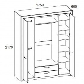 Шкаф 4D2S без зеркала, OLIVIA, цвет вудлайн крем/дуб анкона в Сысерти - sysert.mebel24.online | фото