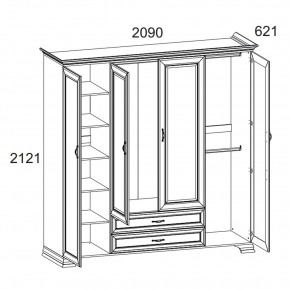 Шкаф 4D2S Z, TIFFANY, цвет вудлайн кремовый в Сысерти - sysert.mebel24.online | фото 2