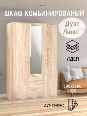 Шкаф комбинированный Дуэт Люкс с зеркалом в Сысерти - sysert.mebel24.online | фото 1
