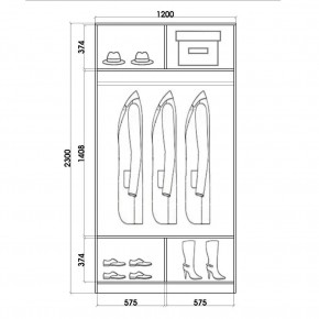 Шкаф-купе ХИТ 23-4-12/2-55 (420) в Сысерти - sysert.mebel24.online | фото 2