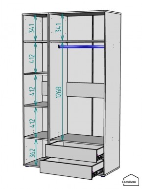 Шкаф Linnea MHR-3-2 2050х1200х510 (ДВ-М 11.1.25) в Сысерти - sysert.mebel24.online | фото 3