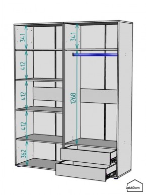 Шкаф Linnea MHR-4-2 2050х1600х510 (Белый-М 11.1.2) в Сысерти - sysert.mebel24.online | фото 3