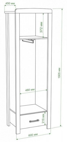 Шкаф платяной Бартоло Ш1Д в Сысерти - sysert.mebel24.online | фото 2