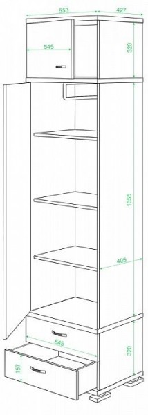 Шкаф платяной Домино КС-10 в Сысерти - sysert.mebel24.online | фото 2