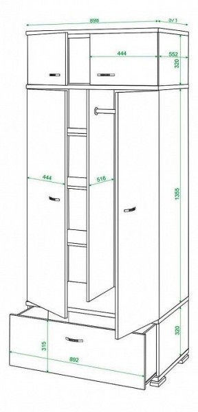 Шкаф платяной Домино КС-20 в Сысерти - sysert.mebel24.online | фото 3