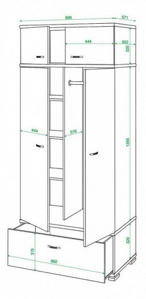 Шкаф платяной Домино КС-20 в Сысерти - sysert.mebel24.online | фото 3