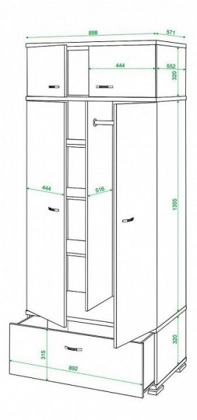 Шкаф платяной Домино КС-20 в Сысерти - sysert.mebel24.online | фото 2