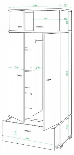 Шкаф платяной Домино КС-20 в Сысерти - sysert.mebel24.online | фото 2