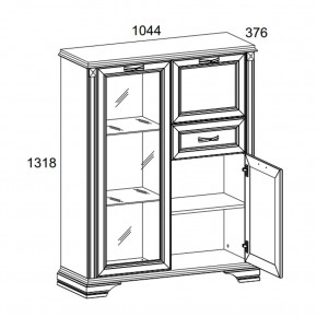 Шкаф с витриной 1V2D1S, MONAKO, цвет Сосна винтаж/дуб анкона в Сысерти - sysert.mebel24.online | фото 2