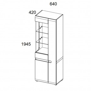 Шкаф с витриной 3D/TYP 01L, LINATE ,цвет белый/сонома трюфель в Сысерти - sysert.mebel24.online | фото 2