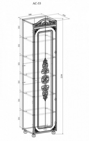 Шкаф-витрина Ассоль АС-53К в Сысерти - sysert.mebel24.online | фото 2