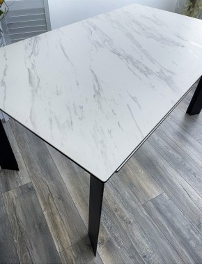 Стол CREMONA 140 KL-99 Белый мрамор матовый, итальянская керамика / черный каркас, ®DISAUR в Сысерти - sysert.mebel24.online | фото 3