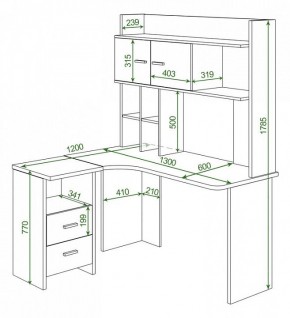 Стол компьютерный Домино Лайт СКЛ-Угл130+НКЛХ130 в Сысерти - sysert.mebel24.online | фото 2