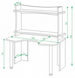 Стол компьютерный Домино Lite СКЛ-Игр140+НКИЛ140ВЛ в Сысерти - sysert.mebel24.online | фото 2