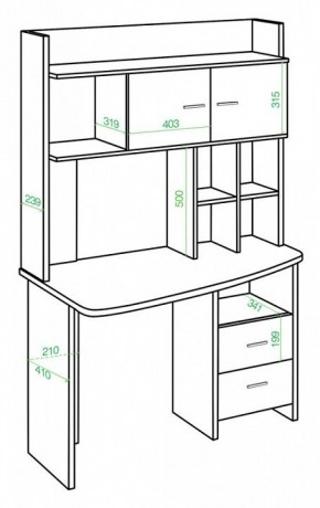 Стол компьютерный Домино Lite СКЛ-Крл120+НКЛХ-120 в Сысерти - sysert.mebel24.online | фото 2