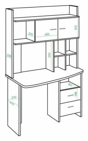 Стол компьютерный Домино Lite СКЛ-Крл120+НКЛХ-120 К ЛЕВ в Сысерти - sysert.mebel24.online | фото 2