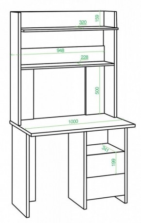 Стол компьютерный Домино Lite СКЛ-Прям100+НКЛХ-100 КВ в Сысерти - sysert.mebel24.online | фото 2