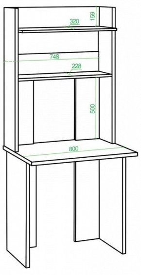 Стол компьютерный Домино Lite СКЛ-Прям80Р+НКЛХ в Сысерти - sysert.mebel24.online | фото 2