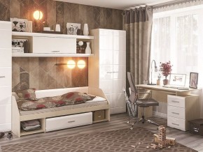 Стол компьютерный Симба Дуб белфорт-Белый глянец в Сысерти - sysert.mebel24.online | фото 3