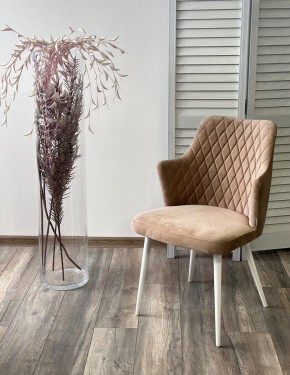 Стул HERMAN 360 град. БЕЖЕВЫЙ #5, велюр / белый каркас М-City в Сысерти - sysert.mebel24.online | фото 3