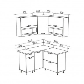 ТЕХНО Кухонный гарнитур угловой 1,4х1,4 м Компоновка №2 в Сысерти - sysert.mebel24.online | фото 8