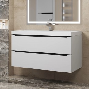 Тумба под раковину Uperwood Tanos 100 см, подвесная, белая/графит в Сысерти - sysert.mebel24.online | фото