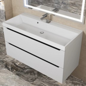 Тумба под раковину Uperwood Tanos 100 см, подвесная, белая/графит в Сысерти - sysert.mebel24.online | фото 10