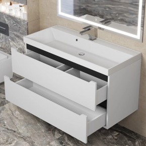 Тумба под раковину Uperwood Tanos 100 см, подвесная, белая/графит в Сысерти - sysert.mebel24.online | фото 9