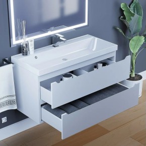 Тумба под раковину Uperwood Tanos 100 см, подвесная, белая матовая в Сысерти - sysert.mebel24.online | фото 9