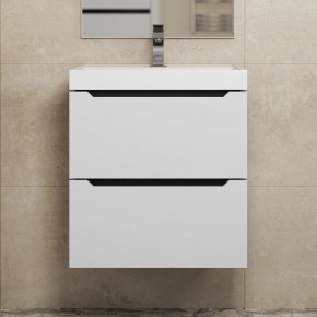 Тумба под раковину Uperwood Tanos 50 см, подвесная, белая/графит в Сысерти - sysert.mebel24.online | фото