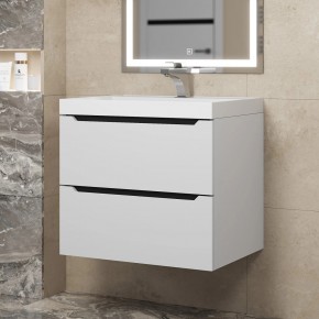 Тумба под раковину Uperwood Tanos 60 см, подвесная, белая/графит в Сысерти - sysert.mebel24.online | фото