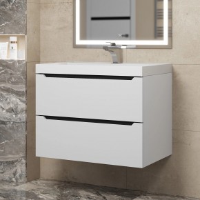 Тумба под раковину Uperwood Tanos 70 см, подвесная, белая/графит в Сысерти - sysert.mebel24.online | фото