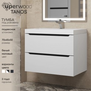 Тумба под раковину Uperwood Tanos 70 см, подвесная, белая/графит в Сысерти - sysert.mebel24.online | фото 3