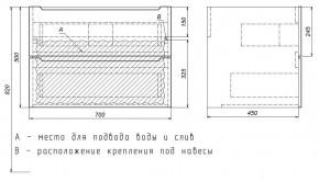 Тумба под раковину Uperwood Tanos 70 см, подвесная, белая/графит в Сысерти - sysert.mebel24.online | фото 7