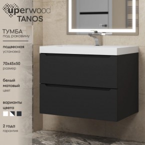Тумба под раковину Uperwood Tanos 70 см, подвесная, черная матовая в Сысерти - sysert.mebel24.online | фото 3