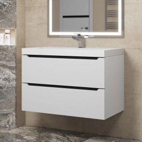 Тумба под раковину Uperwood Tanos 80 см, подвесная, белая/графит в Сысерти - sysert.mebel24.online | фото