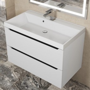 Тумба под раковину Uperwood Tanos 80 см, подвесная, белая/графит в Сысерти - sysert.mebel24.online | фото 8